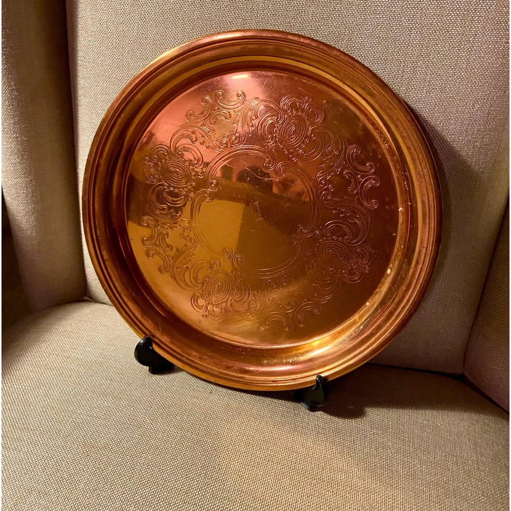 Decorative Copper Serving Tray - Polished Copper Finish